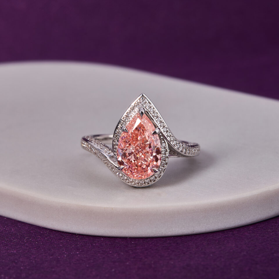 3.00 CT pink pear diamond