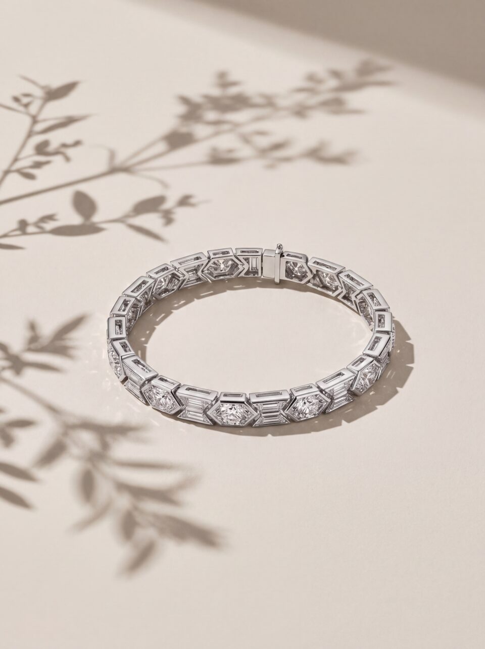 17.07 CTW Modified Marquise Lab Grown Diamond Bracelet, Tapered Baguette Trapezoid Art Deco Tennis Bracelet, Solid Gold Fine Jewelry