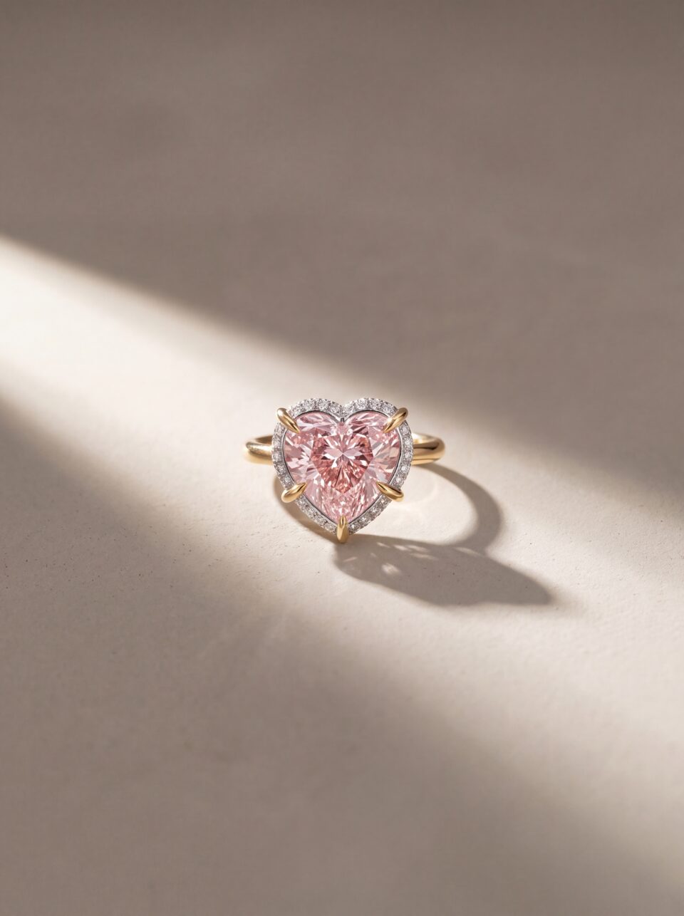 5.00 CTW Pink Heart Cut Lab Grown Diamond Halo Engagement Ring