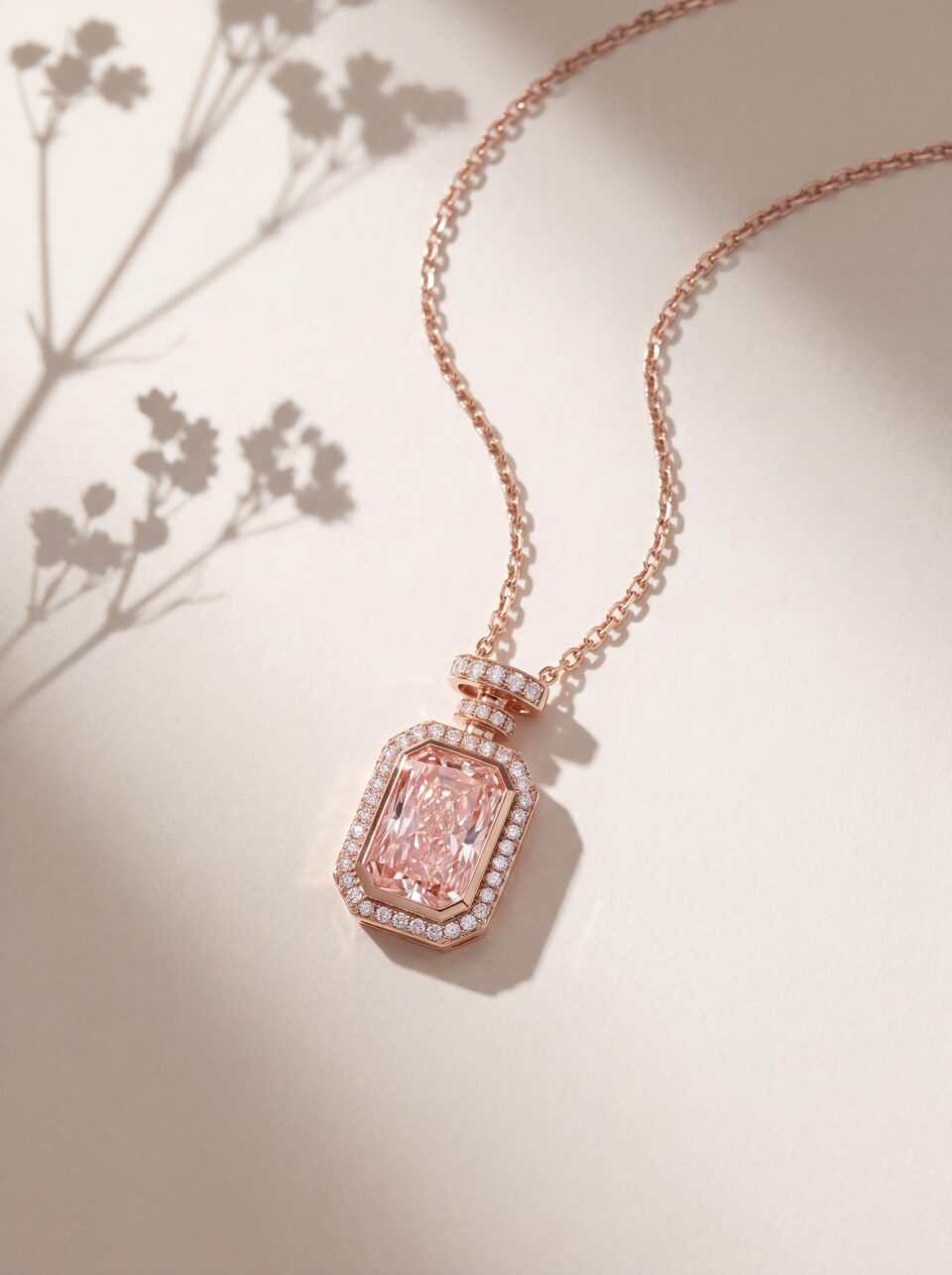 5.80 CTW Pink Cushion Cut Lab Grown Diamond Halo Pendant,