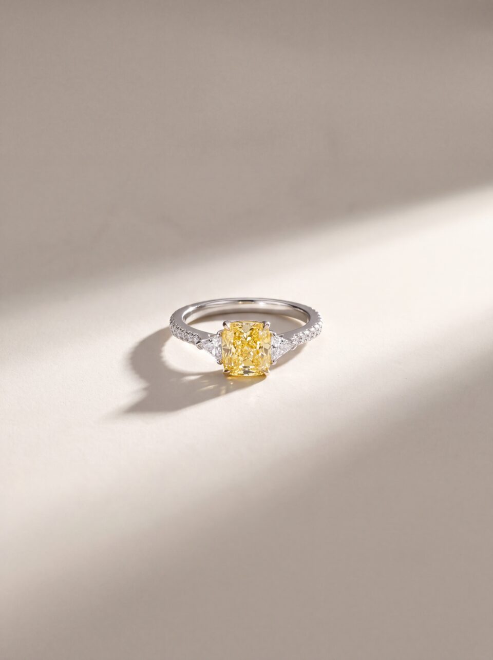 1.40 CTW Fancy Yellow Radiant Cut Lab Grown Diamond Engagement Ring
