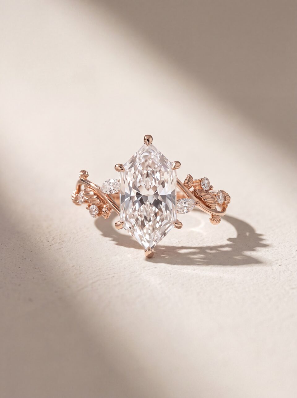 3.00 CT Dutch Marquise Cut Lab-Grown Diamond Floral Vine Engagement Ring,