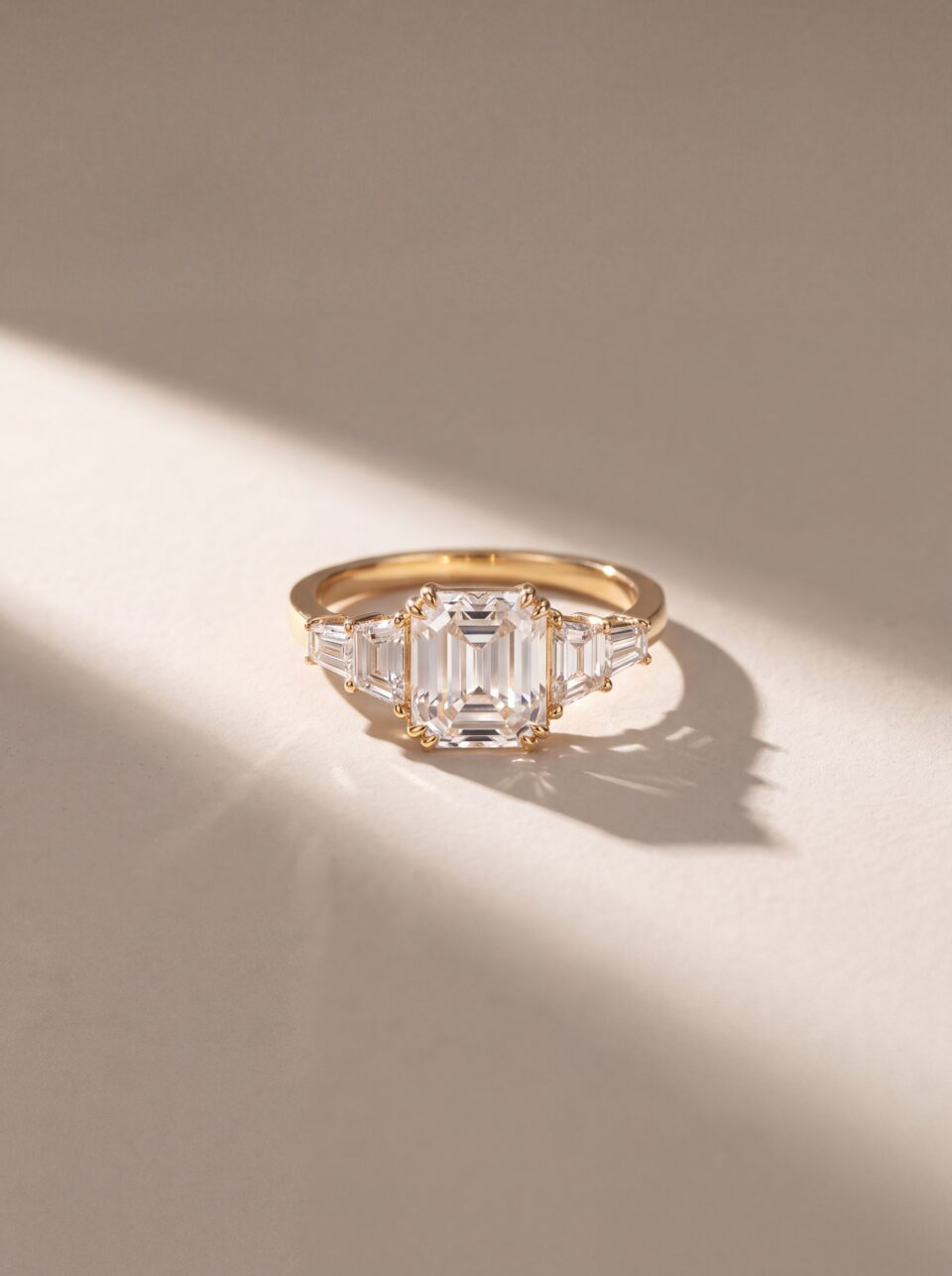 3.00 CTW Emerald Cut Lab Grown Diamond Five Stone Engagement Ring