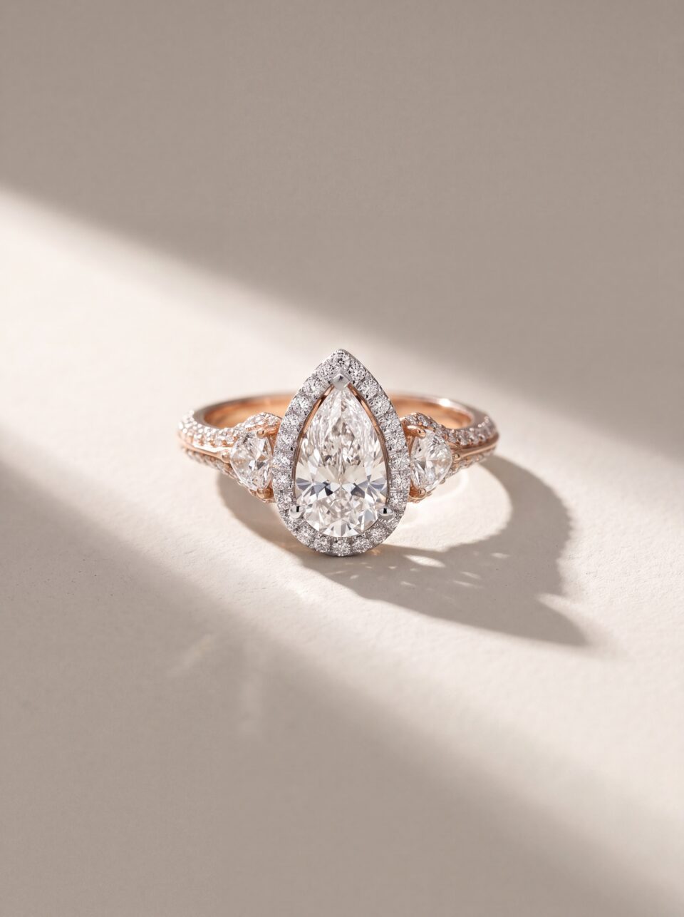 3.30 CTW Pear Lab Grown Diamond Engagement Ring