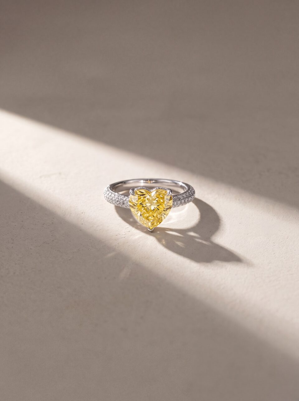 2.5 CT Fancy Yellow Heart Lab Grown Diamond Engagement Ring