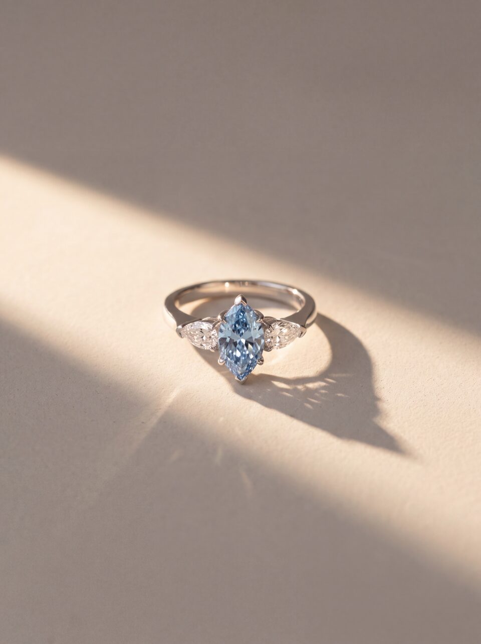 2.50 CTW Blue Marquise Lab Grown Diamond Engagement Ring