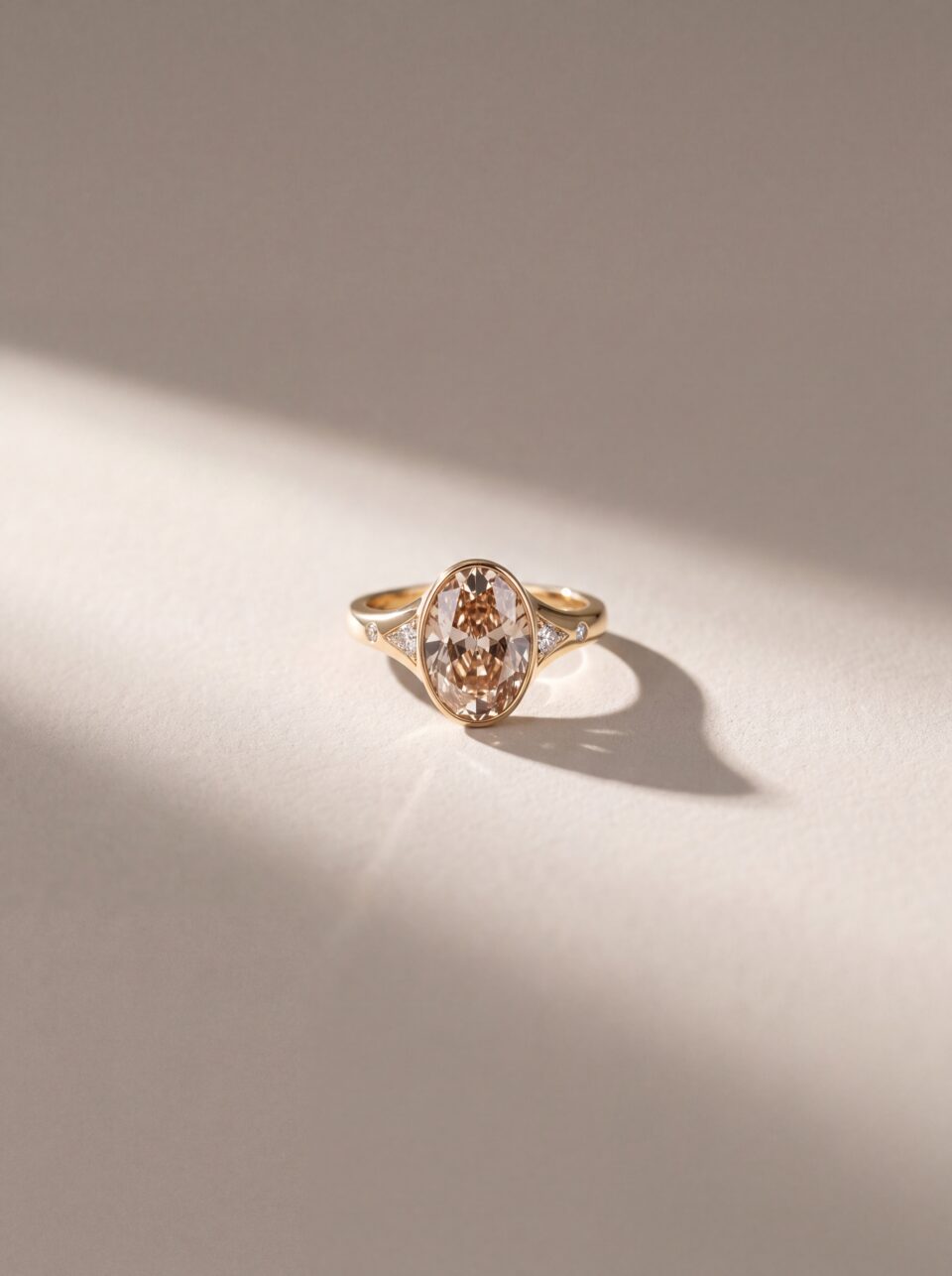 2.95 CTW Champagne Old Mine Oval Lab Grown Diamond Engagement Ring